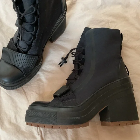Converse Black Lace Up Platform Boots, 7 - Picture 6 of 9